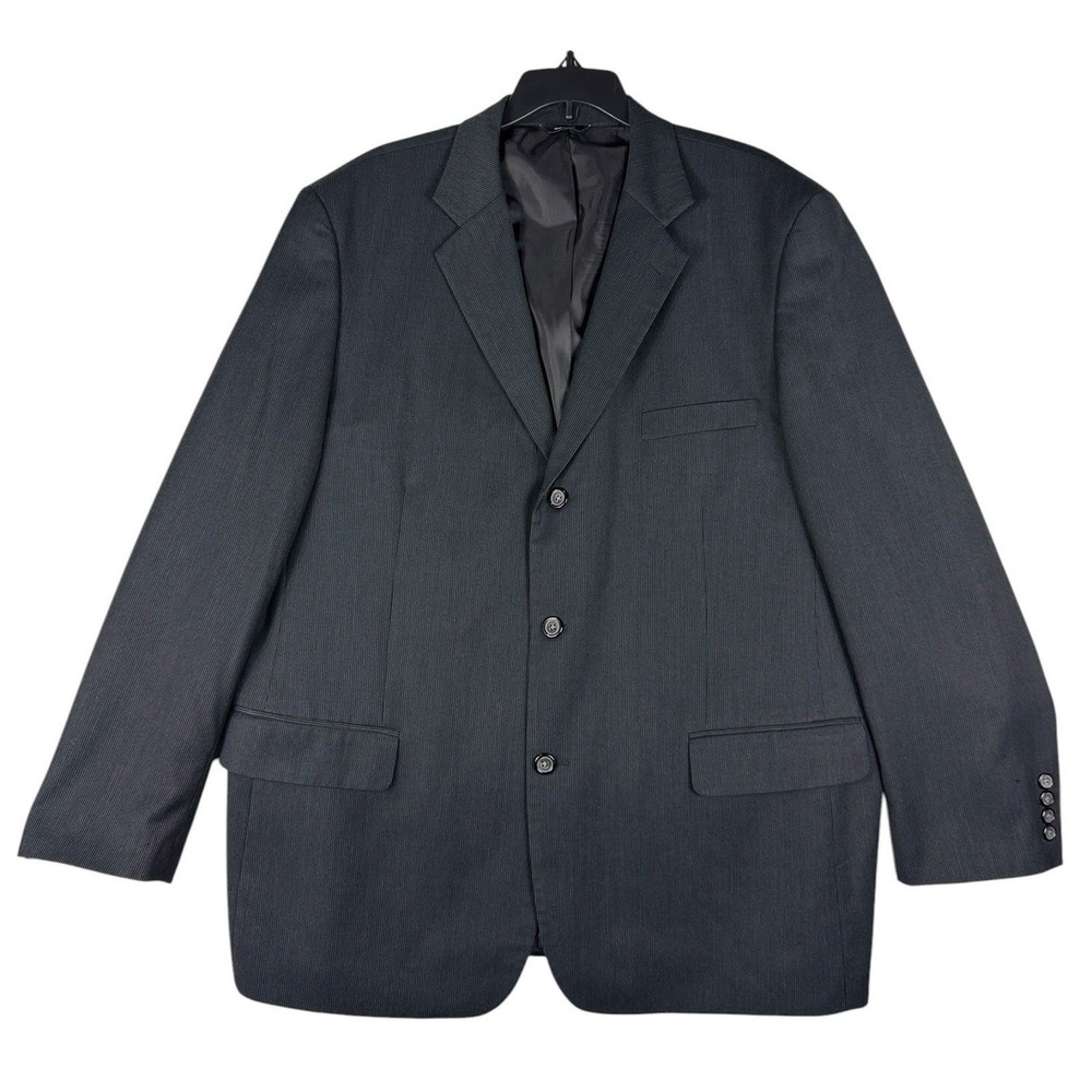 Retro Mens Black Stripe Three Button Blazer Suit Jacket XL T920001
